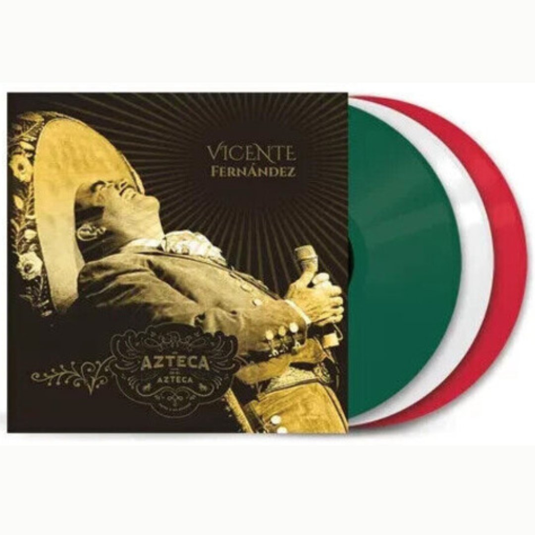 Vicente Fernandez - Un Azteca En El Azteca - 3LP+DVD - Green, White, Red Vinyl - BeatRelease